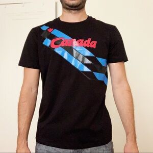 DSQUARED Black and Blue Short Sleeve Tee with Diagonal Stripe